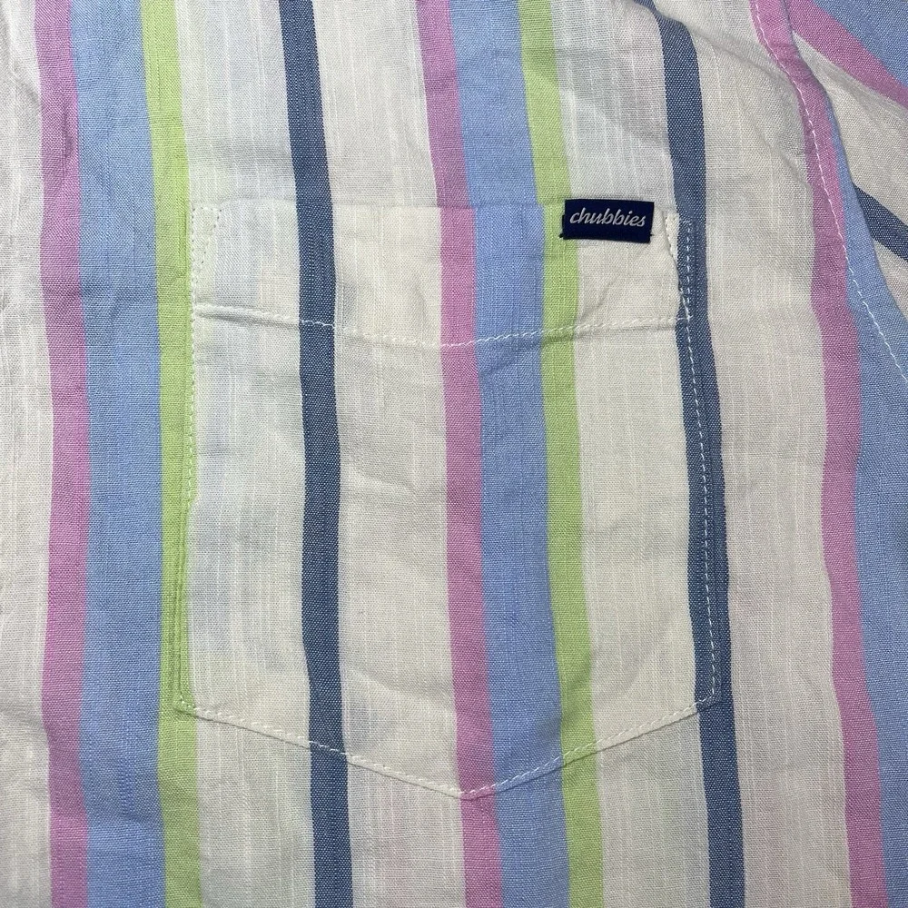 Chubbies‎ The Friday Shirt Short Sleeve Button Down Mens XL Soft Serve Striped